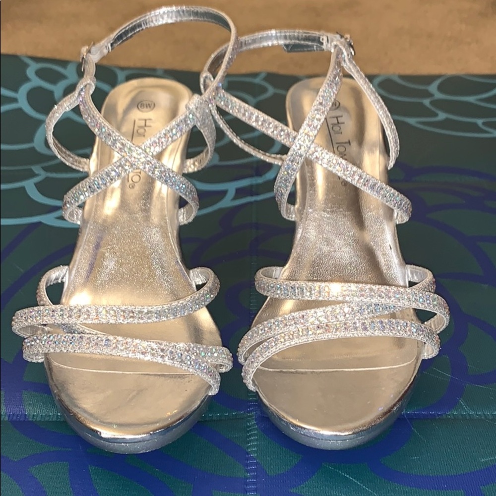 Sparkly silver heels